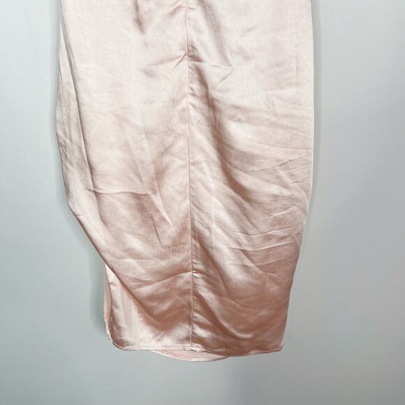 New Superdown Small S Blush Pink Billie Drape Midi Dress Cocktail Satin Ruched - Picture 8 of 13